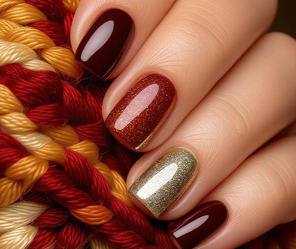 طرح‌های ساده و مینیمال برای ناخن پاییزی