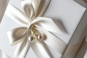 نجوه اعلام کادو سر عقد: جعبه سفید کادو با روبان سفید