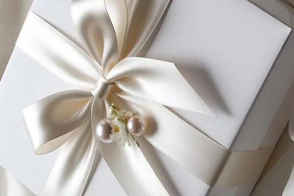 نجوه اعلام کادو سر عقد: جعبه سفید کادو با روبان سفید