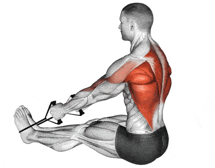 مردی در حال انجام حرکت زیربغل قایقی با کش